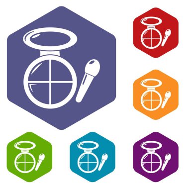 Yüz tozu çok renkli simgeler vektör hexahedron