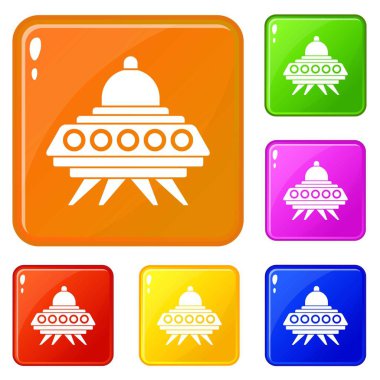 Yabancı uzay gemisi simgeleri vektör rengini ayarlar