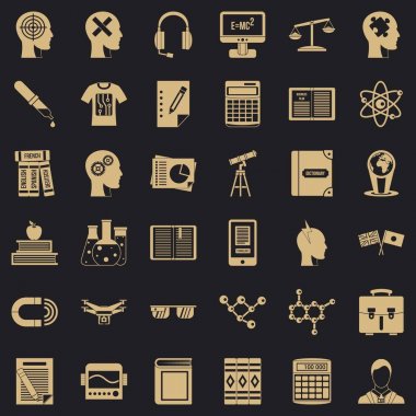 Mezuniyet Icons set, basit tarzı