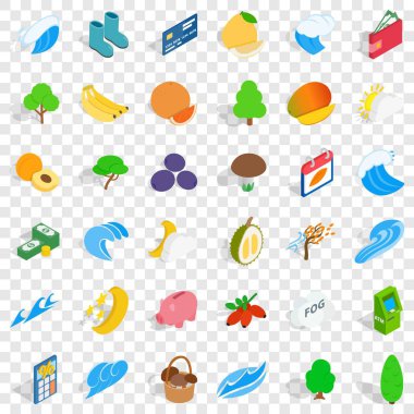 Sağlıklı Icons set, izometrik stili