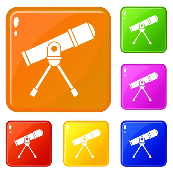 Icônes du télescope spatial définir la couleur vectorielle — Image vectorielle