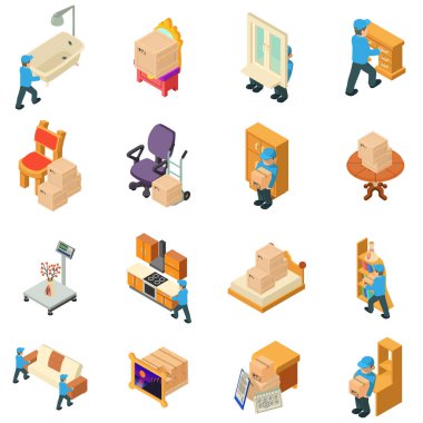 Icons set, izometrik stil taşıma