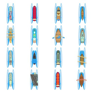 Su dünyası simgeleri seti, karikatür tarzı