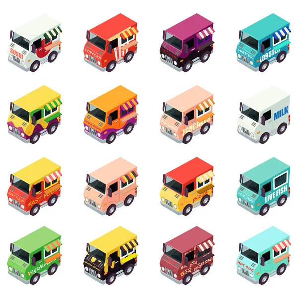 Voedsel levering icons set, isometrische stijl — Stockvector