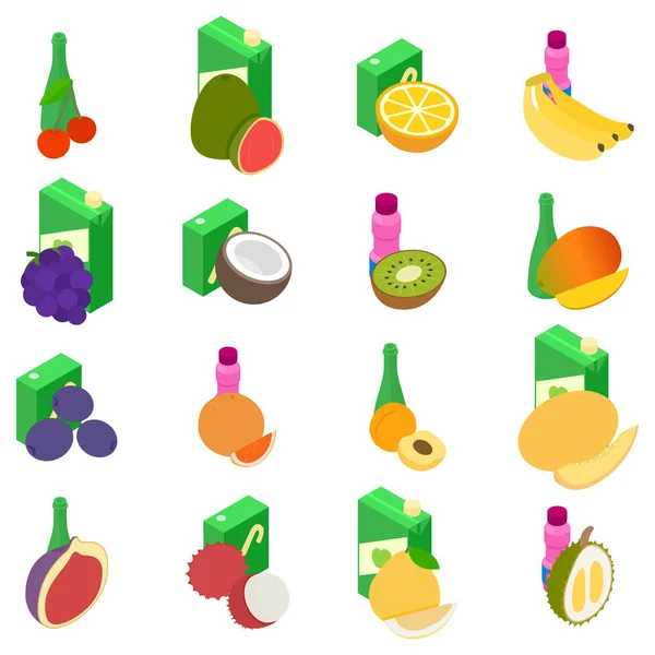 Juice ikoner set, isometrisk stil — Stock vektor