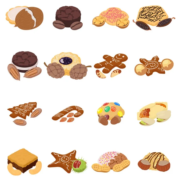 Nut cookie ikoner set, isometrisk stil — Stock vektor