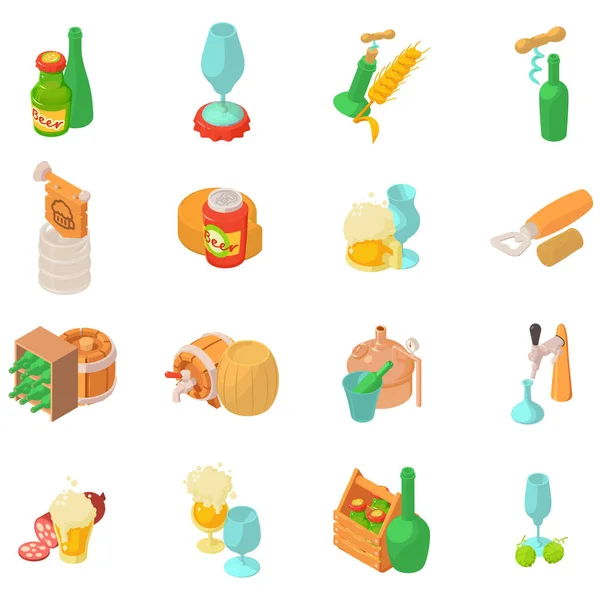 Alcohol tycoon icons set, isometric style — Stock Vector