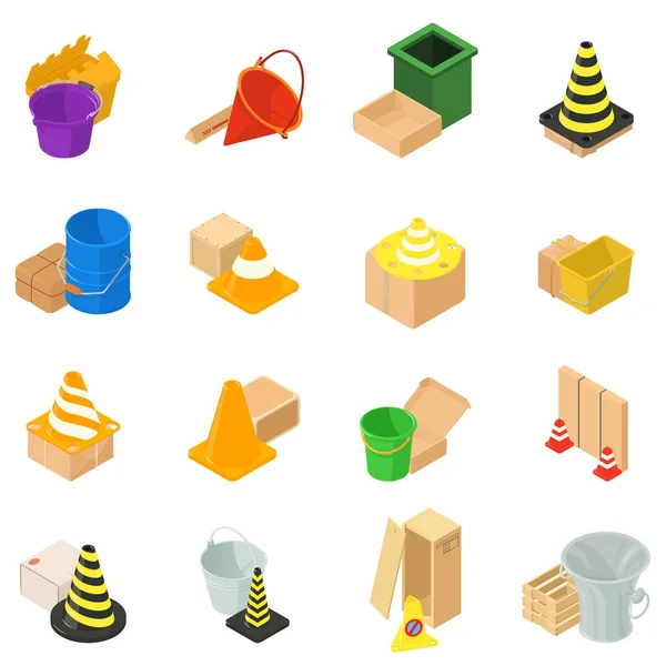 Conjunto de iconos de materiales de desecho, estilo isométrico — Vector de stock