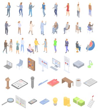 Personel eğitim simgeleri seti, biyometrik stil