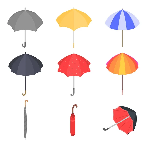 Set icone ombrello, stile isometrico — Vettoriale Stock