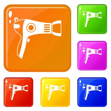 Saç kurutma makinesi simgeleri vektör rengini ayarlar