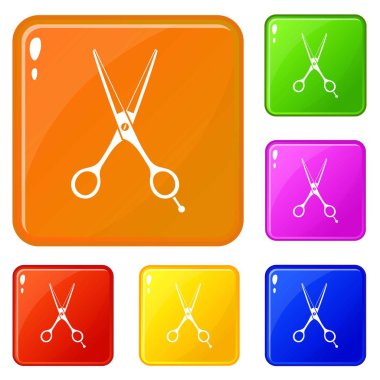 Makas simgeler kümesi vektör renk