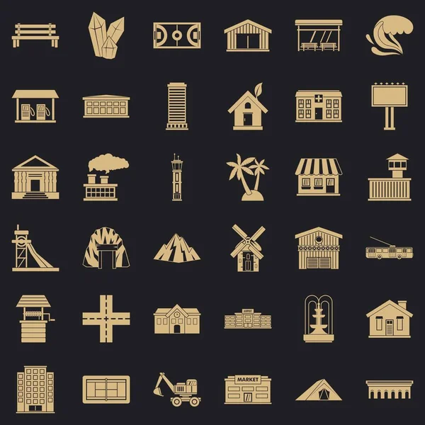 Conjunto de ícones de construção, estilo simples —  Vetores de Stock