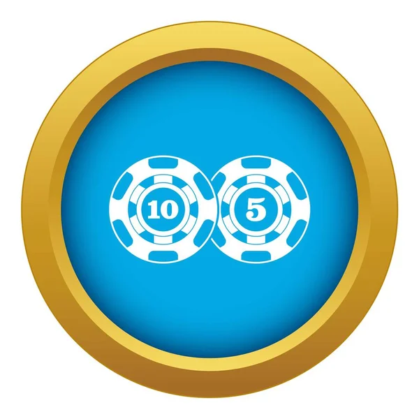 Poker chips nominal cinco y diez icono azul vector aislado — Archivo Imágenes Vectoriales