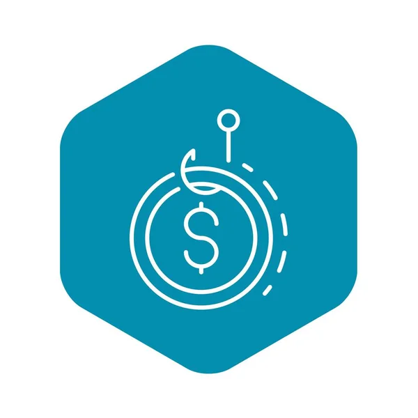 Phishing money icon, outline style — Stock Vector