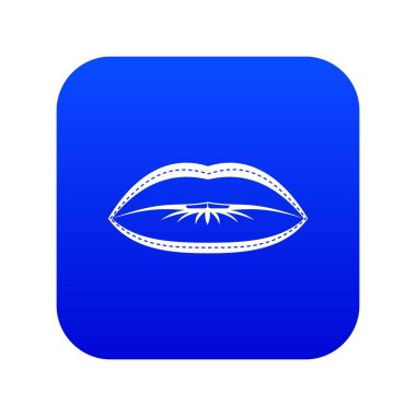 Etrafında çizilmiş çizgileri olan dudaklar simgesi dijital mavi