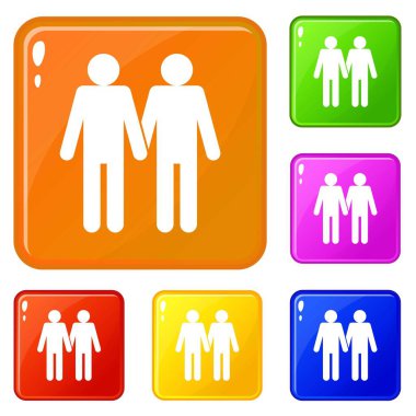 İki erkek gay simgeleri vektör renk ayarlamak