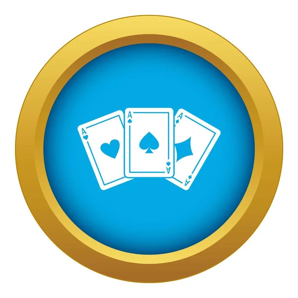 Τρεις άσους που παίζουν κάρτες εικονίδιο μπλε Διάνυσμα απομονωμένη — Διανυσματικό Αρχείο