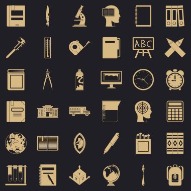 Öğrenme Icons set, basit tarzı