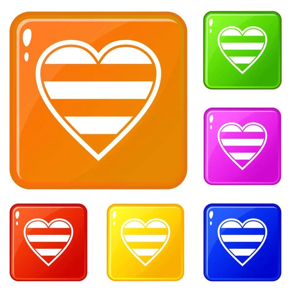 Cuore LGBT icone impostare il colore vettoriale — Vettoriale Stock