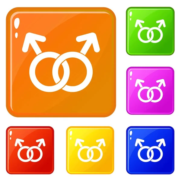 Gay amor signo iconos conjunto vector color — Archivo Imágenes Vectoriales