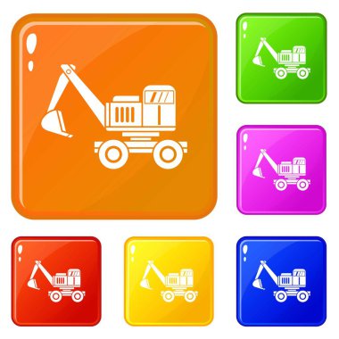 Ekskavatör simgeler vektör renk ayarla