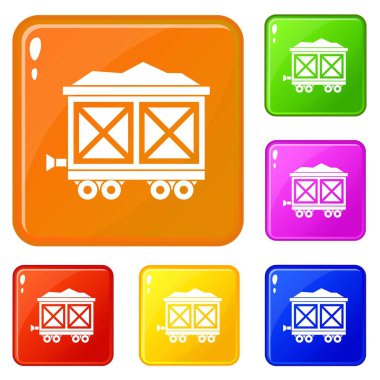 Altın simgeleri vektör renk ayarlamak ile tekerlekler üzerinde Sepeti