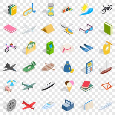 Eğlence Icons set, izometrik stili