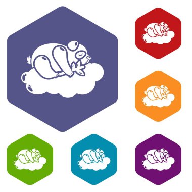 Uyuyan panda simgeleri vektör hexahedron