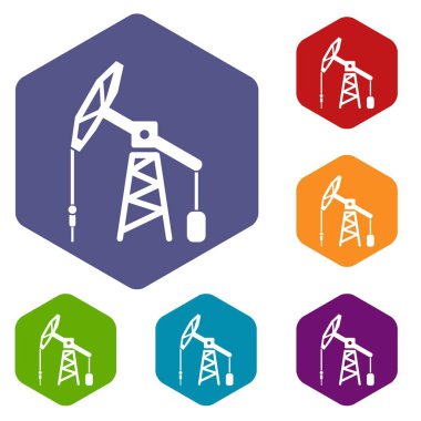 Petrol teçhizat simgeleri vektör hexahedron