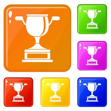 Altın fincan simgeleri vektör renk seti