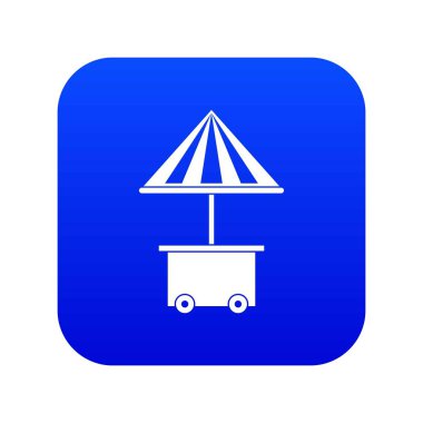 Satılık gıda simgesi dijital mavi şemsiye ile Mobil sepeti