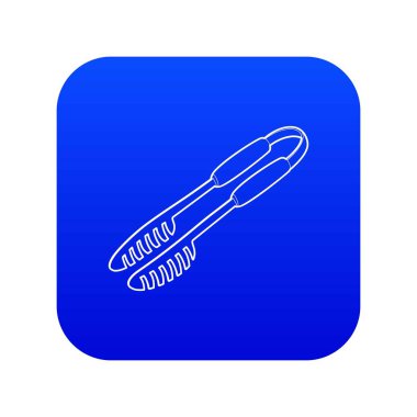 Barbekü maşa simgesi mavi vektör