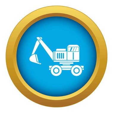 Ekskavatör simgesi mavi vektör izole