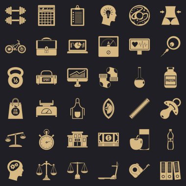 Dumpbell Icons set, basit tarzı