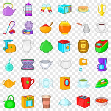 Ev Icons set, karikatür tarzı