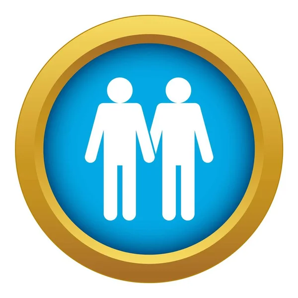 Two men gay icon blue vector isolated — Stock Vector