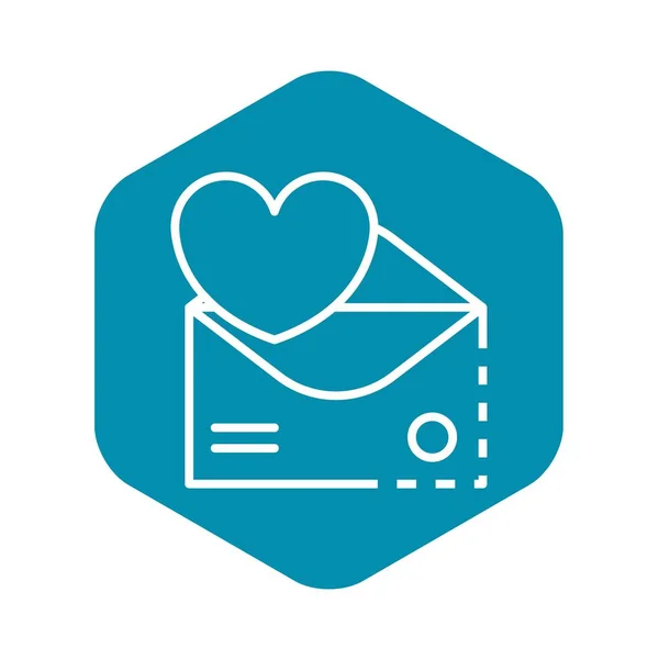 Ikona skrzynki odbiorczej e-mail serca, styl konturu — Wektor stockowy