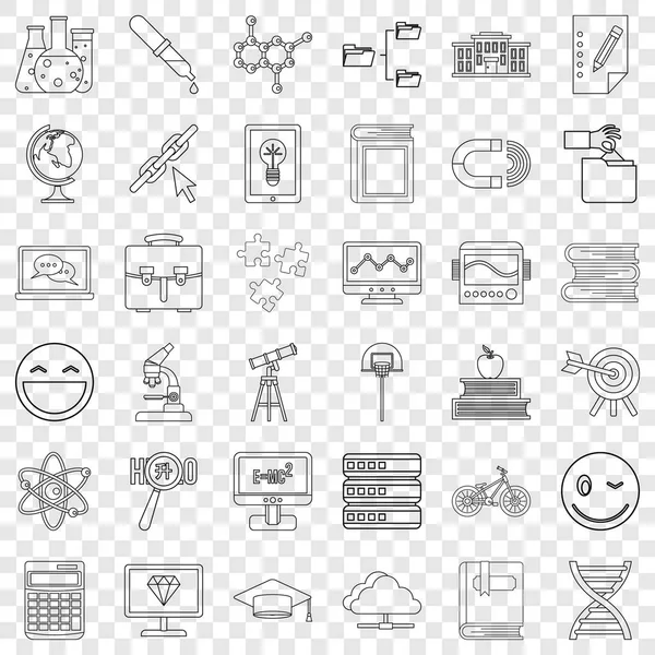Education icons set, outline style — Stock Vector