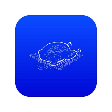 Chiken bir barbekü simgesi mavi vektör pişmiş