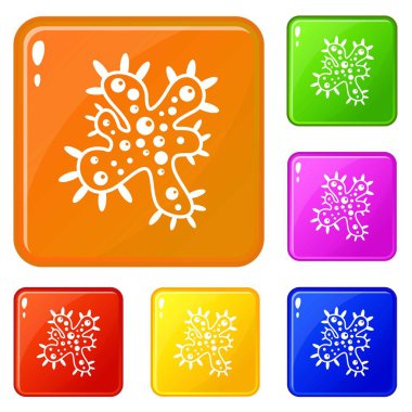 Bakteri simgeleri vektör rengini ayarlar