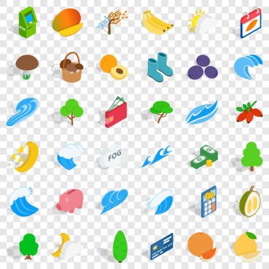 Muz simgeleri seti, izometrik biçim