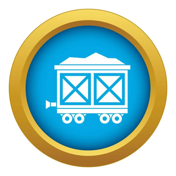 Kar op wielen met gouden pictogram blauwe vector geïsoleerd — Stockvector