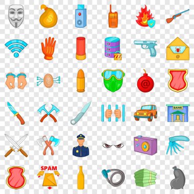 Güvenlik Icons set, karikatür tarzı