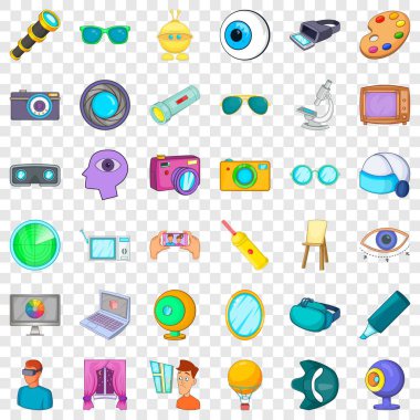 Göz küresi Icons set, karikatür tarzı