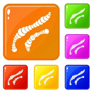 Spiral bakteri simgeleri vektör rengini ayarlar