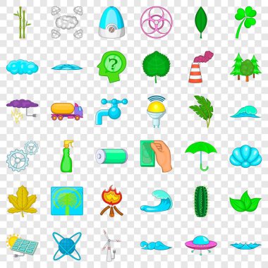 Doğa Icons set, karikatür tarzı