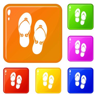 Flip flop sandaletler simgeleri vektör rengini ayarlar