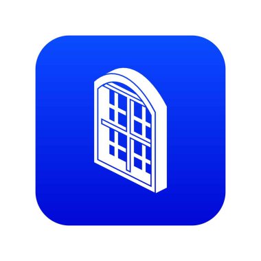 Restoran pencere çerçevesi simgesi mavi vektör