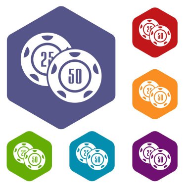 Casino çip simgeleri vektör hexahedron